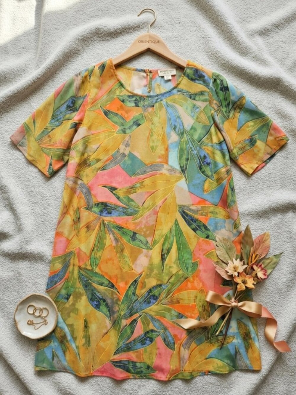 Orientique Naturally Australian Women's Summer Dress Tunic Floral Lagenlook M